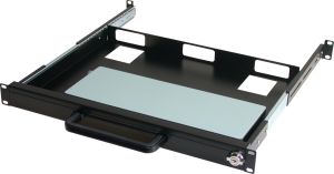 Tiroir 19" noir pour clavier avec surface pour souris