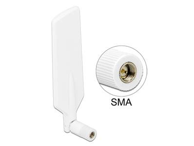 Antenne LTE SMA mâle 0,8 - 4,0 dBi omnidirectionnelle pivotante avec joint inclinable blanche