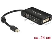 Adaptateur mini Displayport 1.1 mâle > VGA / HDMI / DVI femelle passif noir