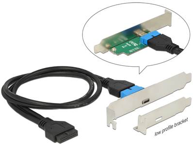 Support d'emplacement à connecteur à broches USB 3.0 de 19 broches > 1 x USB Type-C™ femelle de form