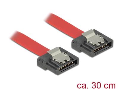 Câble SATA FLEXI 6 Go/s 30 cm en métal rouge