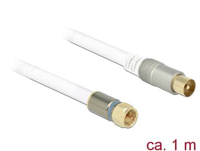 Câble d’antenne F mâle > IEC mâle RG-6/U quad shield 1 m blanc Premium