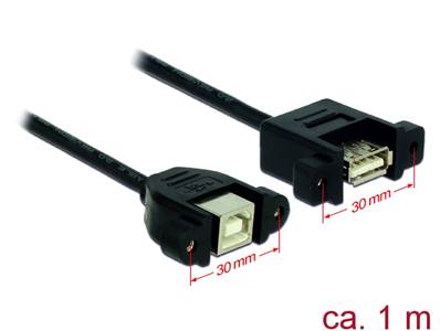 Câble USB 2.0 Type-B femelle à montage sur panneau > USB 2.0 Type-A femelle à montage sur panneau 1