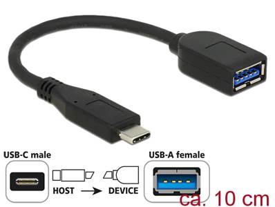 Adaptateur USB SuperSpeed 10 Gbps (USB 3.1 Gen 2) USB Type-C™ mâle > USB Type-A femelle 10 cm noir c