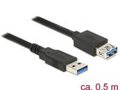 Câble d'extension USB 3.0 Type-A mâle > USB 3.0 Type-A femelle 0,5 m noir