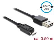Câble EASY-USB 2.0 Type-A mâle > USB 2.0 Type Micro-B mâle 50 cm noir
