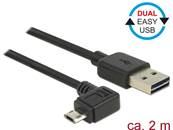 Câble EASY-USB 2.0 Type-A mâle > EASY-USB 2.0 Type Micro-B mâle coudé vers la gauche / droite 2 m no