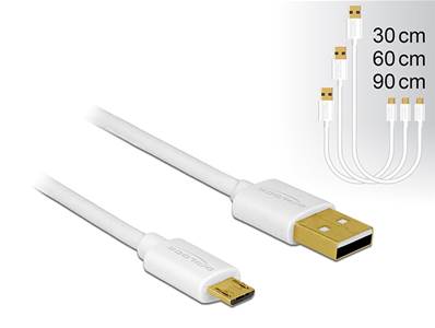 Câble de données et de chargement rapide USB 2.0 Type-A mâle > USB 2.0 Type Micro-B mâle 3 pièces bl