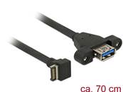 Câble USB 3.1 Gen 2 à clé A 20 broches mâles > USB 3.1 Gen 2 Type-A femelle monté 70 cm