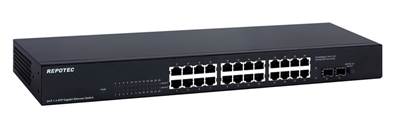 Switch réseau 24 ports Giga 10/100/1000 + 2 ports fibre SFTP Rackable REPOTEC