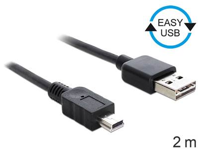 Câble EASY-USB 2.0 Type-A mâle > USB 2.0 Type Mini-B mâle 2 m noir