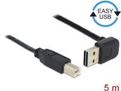 Câble EASY-USB 2.0 Type-A mâle coudé vers le haut / bas > USB 2.0 Type-B mâle 5 m