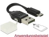 Câble Micro USB OTG mâle > USB A mâle avec lecteur de carte Micro SD