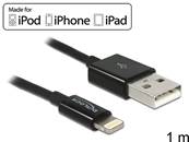 Câble d’alimentation et de transfert des données USB pour iPhone™, iPad™, iPod™ noir