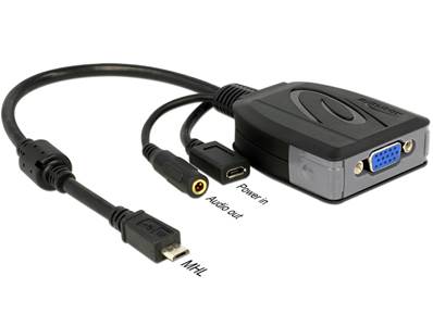 Adaptateur MHL 2.0 Micro USB mâle > VGA femelle + USB Micro- femelle + Prise stéréo femelle