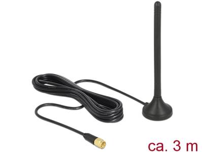 Antenne LTE / GSM / UMTS mâle SMA 2.5"dBi fixe omnidirectionnelle avec base magnétique et câble de c