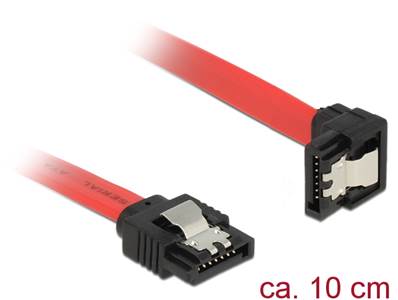 Câble SATA 6 Gbit/s mâle droit > SATA mâle coudé vers le bas 10 cm métal rouge