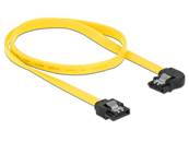 Câble SATA 6 Gb/s mâle droit > SATA mâle coudé à gauche 50 cm métal jaune
