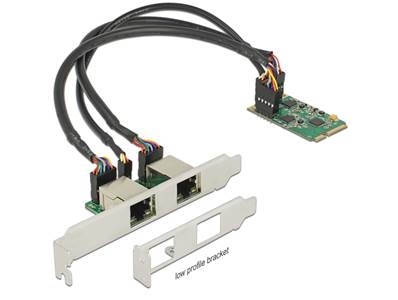 Mini PCIe I/O PCIe taille normale 2 x Gigabit LAN profil bas