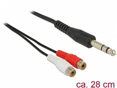 Câble Audio prise jack stéréo de 6,35 mm mâle > 2 x RCA femelle 28 cm