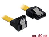 Câble SATA 6 Gbit/s mâle droit > SATA mâle coudé vers le bas 50 cm métal jaune
