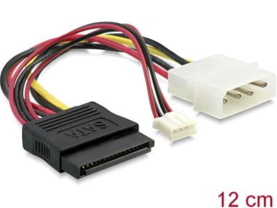 Câble Alimentation SATA 15 broches femelle > Molex 4 broches mâle + 4 broches alimentation