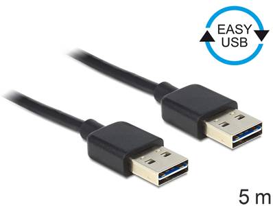 Câble EASY-USB 2.0 Type-A mâle > EASY-USB 2.0 Type-A mâle 5 m noir