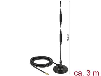 Antenne LTE mâle SMA 7 dBi fixe omnidirectionnelle avec base magnétique et câble de connexion (RG-58