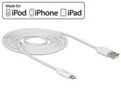 Câble d’alimentation et de transfert des données USB pour iPhone™, iPad™, iPod™ 2 m blanc