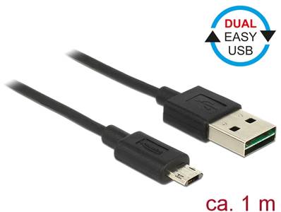 Câble EASY-USB 2.0 Type-A mâle > EASY-USB 2.0 Type Micro-B mâle 1 m noir