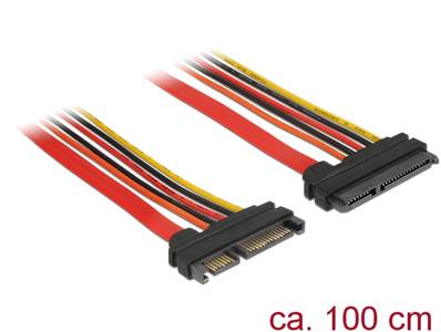 Câble d'extension SATA 6 Gb/s fiche à 22 broches > prise SATA à 22 broches (3,3 V + 5 V + 12 V) 100
