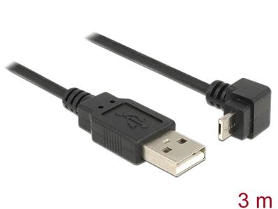 Câble USB 2.0 Type-A mâle > USB 2.0 Type Micro-A mâle coudé 3 m noir