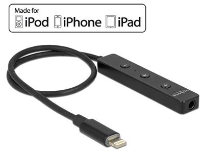 Adaptateur audio 8 broches Lightning™ mâle > prise stéréo femelle avec commande filaire pour iPhone