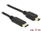 Câble USB Type-C™ 2.0 mâle > USB 2.0 type Mini-B mâle 2,0 m noir
