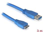 Câble USB 3.0 type-A mâle > USB 3.0 type Micro-B mâle 3 m bleu