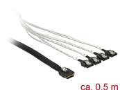Câble Mini SAS SFF-8087 > 4 x SATA 7 broches 0,5 m métallique